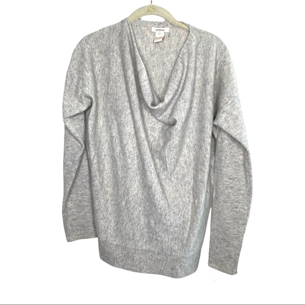 Sundance Simple Truths Cashmere Cowl Neck Sweater SILVER GREY